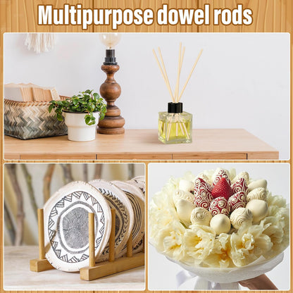 50-Piece Wooden Dowel Rod Set – 1/4 × 12 Inches