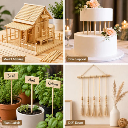 50-Piece Wooden Dowel Rod Set – 1/4 × 12 Inches